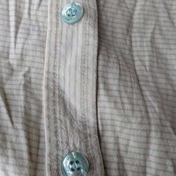 Calvin Klein Silk Blend Micro Stripe Green and White Button Down Size S - Picture 5 of 9